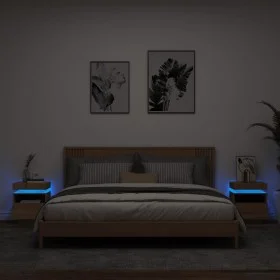 Bedside tables with LED lights 2 pcs Sonoma oak 40x39x48.5 cm by , Nightstands - Ref: Foro24-836789, Price: 94,74 €, Discount: %