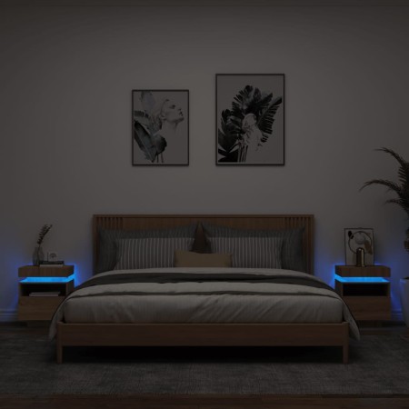 Nachttische mit LED-Leuchten 2 Stück Sonoma-Eiche 40x39x48,5 cm von , Nachttische - Ref: Foro24-836789, Preis: 97,78 €, Rabat...
