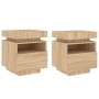 Mesitas de noche con luces LED 2 uds roble Sonoma 40x39x48,5 cm de , Mesitas de noche - Ref: Foro24-836789, Precio: 97,68 €, ...