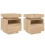 Mesitas de noche con luces LED 2 uds roble Sonoma 40x39x48,5 cm de , Mesitas de noche - Ref: Foro24-836789, Precio: 96,38 €, ...