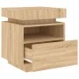 Mesitas de noche con luces LED 2 uds roble Sonoma 40x39x48,5 cm de , Mesitas de noche - Ref: Foro24-836789, Precio: 96,38 €, ...