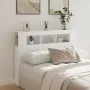Headboard with LED white engineered wood 140x18.5x103.5 cm by , Headboards and footboards - Ref: Foro24-837344, Price: 91,81 ...