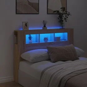 LED headboard engineered wood Sonoma oak 140x18.5x103.5 cm by , Headboards and footboards - Ref: Foro24-837346, Price: 68,86 ...