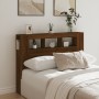 Oak brown engineered wood LED headboard 140x18.5x103.5 cm by , Headboards and footboards - Ref: Foro24-837350, Price: 76,99 €...