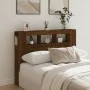 Oak brown engineered wood LED headboard 140x18.5x103.5 cm by , Headboards and footboards - Ref: Foro24-837350, Price: 83,31 €...