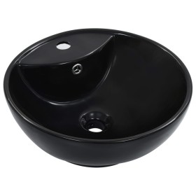 Washbasin with overflow 46.5x18 cm black ceramic by vidaXL, Sinks - Ref: Foro24-143904, Price: 58,89 €, Discount: %