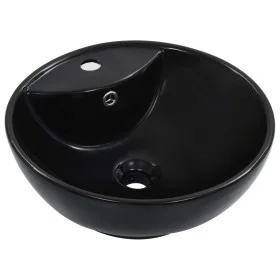 Washbasin with overflow 46.5x18 cm black ceramic by vidaXL, Sinks - Ref: Foro24-143904, Price: 47,58 €, Discount: %
