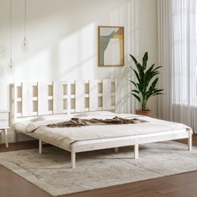 Estructura de cama sin colchón madera maciza blanca 200x200 cm Estructura de cama sin colchón madera maciza blanca 200x200 cm
