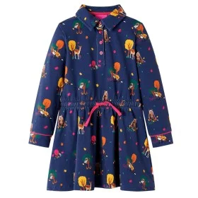 Langärmliges marineblaues Cordkleid für Kinder 128 von , Kinderkleider - Ref: Foro24-13962, Preis: 14,97 €, Rabatt: %