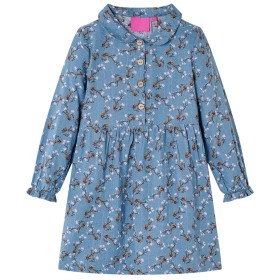 Vestido infantil de manga larga azul petróleo 104