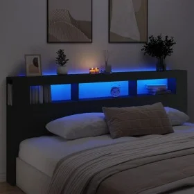 Kopfteil mit LED, schwarzem Holzwerkstoff, 220 x 18,5 x 103,5 cm von , Kopf- und Fußteile - Ref: Foro24-837373, Preis: 96,03 ...