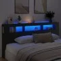 Cabecero con LED madera de ingeniería negro 220x18,5x103,5 cm de , Cabeceros y pies de cama - Ref: Foro24-837373, Precio: 96,...