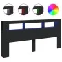 Cabecero con LED madera de ingeniería negro 220x18,5x103,5 cm de , Cabeceros y pies de cama - Ref: Foro24-837373, Precio: 96,...