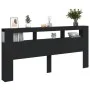 Cabecero con LED madera de ingeniería negro 220x18,5x103,5 cm de , Cabeceros y pies de cama - Ref: Foro24-837373, Precio: 96,...