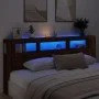 Cabecero LED madera ingeniería roble marrón 220x18,5x103,5 cm de , Cabeceros y pies de cama - Ref: Foro24-837378, Precio: 106...