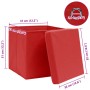 Cajas de almacenaje con tapas 4 uds tela rojo 32x32x32 cm