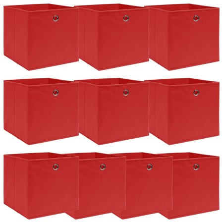 Cajas de almacenaje 10 uds tela rojo 32x32x32 cm