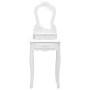 Juego de tocador y taburete madera paulownia blanco 50x59x136cm