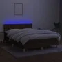 Box spring bed with LED mattress dark brown fabric 140x200 cm by , Beds and slatted bases - Ref: Foro24-3134040, Price: 422,7...