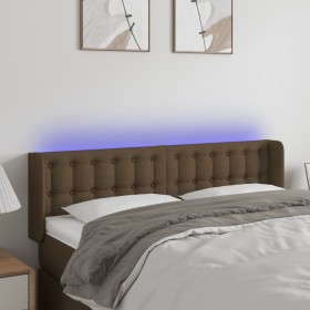 Dark brown fabric headboard with LED 147x16x78/88 cm by , Headboards and footboards - Ref: Foro24-3123671, Price: 71,38 €, Di...