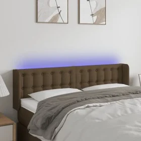 Dark brown fabric headboard with LED 147x16x78/88 cm by , Headboards and footboards - Ref: Foro24-3123671, Price: 69,19 €, Di...