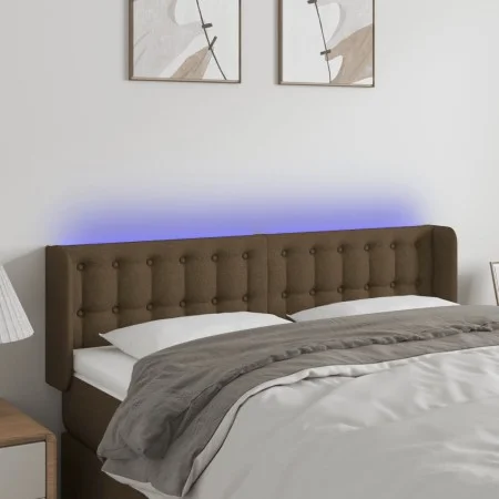 Dark brown fabric headboard with LED 147x16x78/88 cm by , Headboards and footboards - Ref: Foro24-3123671, Price: 69,19 €, Di...