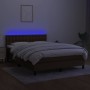 Box spring bed mattress LED lights dark brown fabric 140x190 cm by , Beds and slatted bases - Ref: Foro24-3133472, Price: 441...