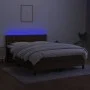 Box spring bed mattress LED lights dark brown fabric 140x200cm by , Beds and slatted bases - Ref: Foro24-3133480, Price: 420,...