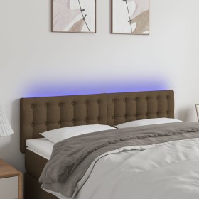 Headboard with LED in dark brown fabric 144x5x78/88 cm by , Headboards and footboards - Ref: Foro24-3122047, Price: 62,46 €, ...