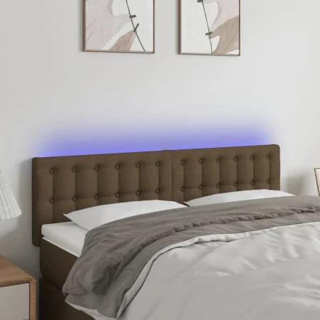 Headboard with LED in dark brown fabric 144x5x78/88 cm by , Headboards and footboards - Ref: Foro24-3122047, Price: 60,56 €, ...