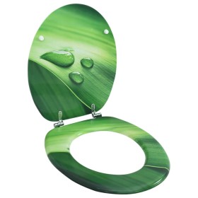 Asiento de inodoro con tapa MDF verde diseño gota de agua