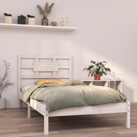 Estructura de cama madera maciza de pino blanca 90x200 cm Estructura de cama madera maciza de pino blanca 90x200 cm