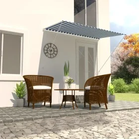 Retractable awning 250x150 cm blue and white by vidaXL, Awnings - Ref: Foro24-143748, Price: 68,45 €, Discount: %