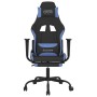 Silla gaming con reposapiés tela negro y azul