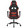 Silla gaming con reposapiés tela negro y rojo