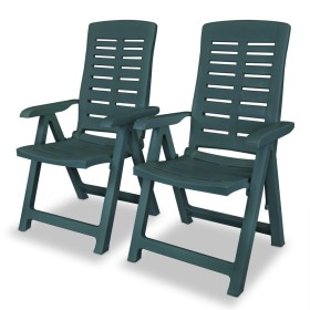 Reclining garden chairs 2 units green plastic by vidaXL, Garden chairs - Ref: Foro24-43896, Price: 171,66 €, Discount: %
