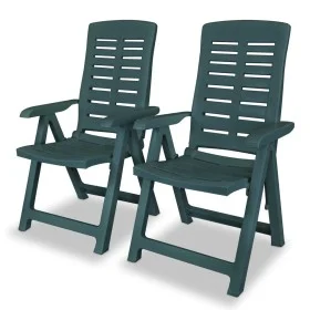 Reclining garden chairs 2 units green plastic by vidaXL, Garden chairs - Ref: Foro24-43896, Price: 187,44 €, Discount: %