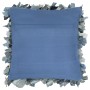 Cojín vaquero con flecos de cuero y algodón azul 60x60 cm