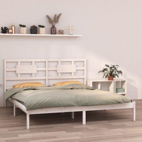 Estructura de cama madera maciza blanco Supe King 180x200 cm Estructura de cama madera maciza blanco Supe King 180x200 cm