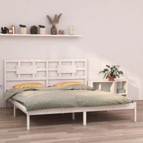 Estructura de cama madera maciza blanco 200x200 cm Estructura de cama madera maciza blanco 200x200 cm