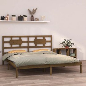 Estructura de cama madera maciza de pino marrón miel 200x200 cm Estructura de cama madera maciza de pino marrón miel 200x200 cm