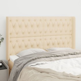 Cabecero con orejas de tela color crema 147x16x118/128 cm de , Cabeceros y pies de cama - Ref: Foro24-3119919, Precio: 158,15...