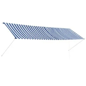 Retractable awning 400x150 cm blue and white by vidaXL, Awnings - Ref: Foro24-143751, Price: 94,33 €, Discount: %