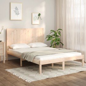 Estructura de cama sin colchón madera maciza de pino 120x190 cm Estructura de cama sin colchón madera maciza de pino 120x190 cm