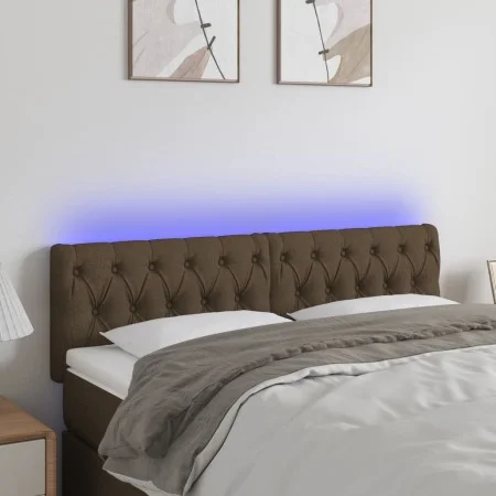 Dark brown fabric headboard with LED 160x7x78/88 cm by , Headboards and footboards - Ref: Foro24-3121957, Price: 83,38 €, Dis...