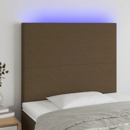 Headboard with LED lights dark brown fabric 100x5x118/128 cm by , Headboards and footboards - Ref: Foro24-3122137, Price: 68,...