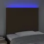 Headboard with LED lights dark brown fabric 100x5x118/128 cm by , Headboards and footboards - Ref: Foro24-3122137, Price: 68,...