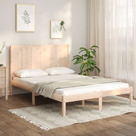 Estructura de cama sin colchón madera maciza de pino 135x190 cm en Camas y somieres | Comprar online en Foro24