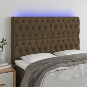 Headboard with LED lights dark brown fabric 160x7x118/128 cm by , Headboards and footboards - Ref: Foro24-3122769, Price: 153...