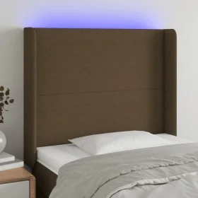 Kopfteil mit LED aus dunkelbraunem Stoff 93x16x118/128 cm von , Kopf- und Fußteile - Ref: Foro24-3123753, Preis: 75,75 €, Rab...